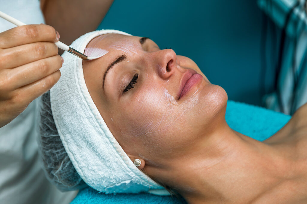 Beautician face cleaning.